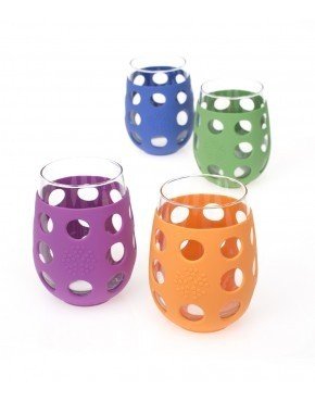 Lifefactory Wine Glass Assorted Colors 4/pk 17 oz Glass
