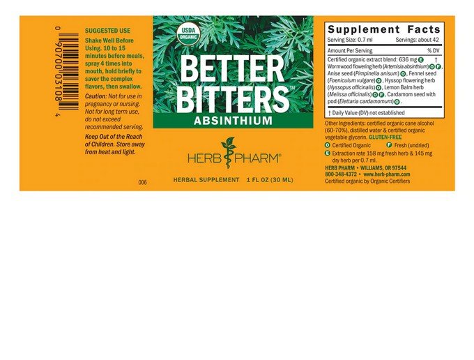 Herb Pharm Better Bitters Absinthium 1 oz Liquid