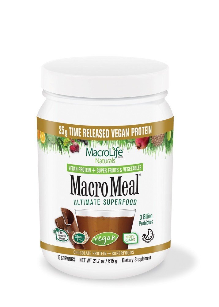 Macrolife Naturals MacroMeal Vegan Chocolate 15 Serving 21.7 oz Powder