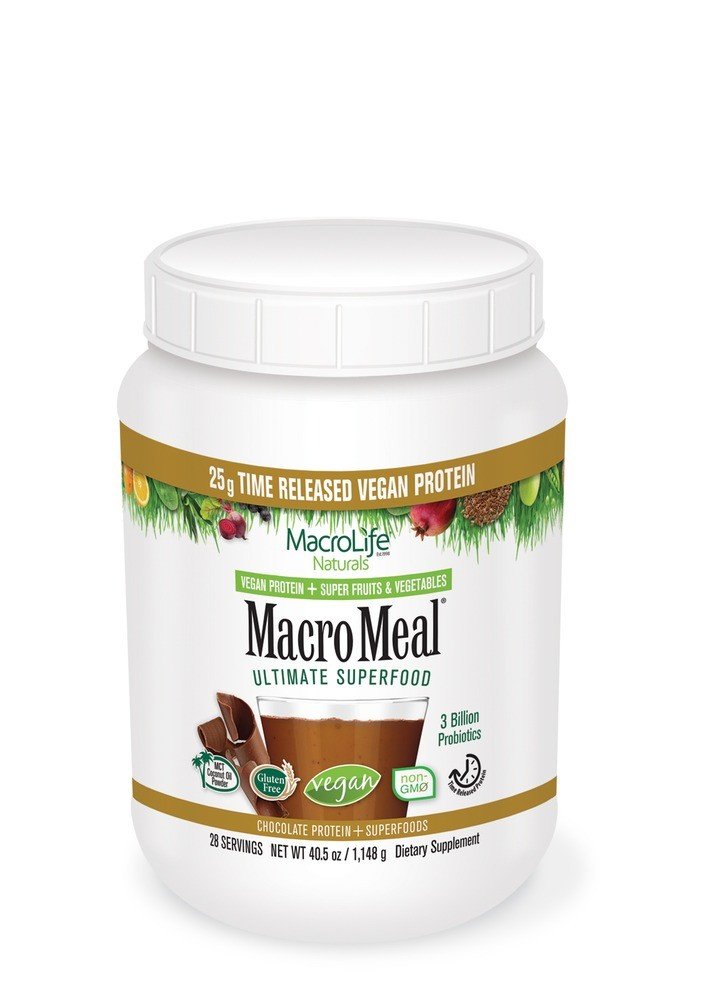 Macrolife Naturals MacroMeal Vegan Chocolate 28 Serving 37 oz Powder