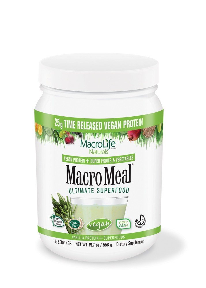 Macrolife Naturals MacroMeal Vegan Vanilla 15 Serving 18.5 oz Powder