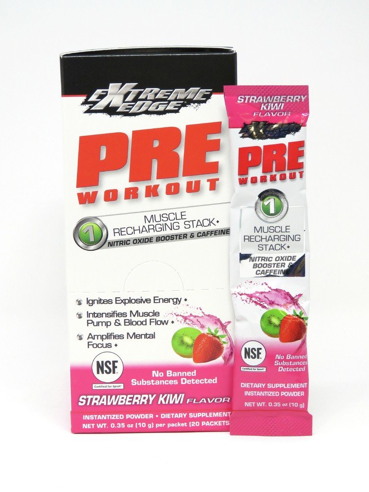 Bluebonnet Extreme Edge Pre Workout Strawberry Kiwi Flavor 20 packets Box