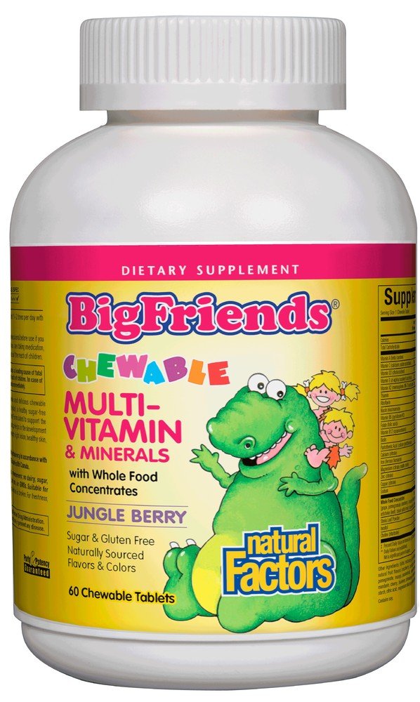 Natural Factors Big Friends Multi-Vitamin &amp; Minerals Chewable Jungle Berry 60 Tablet