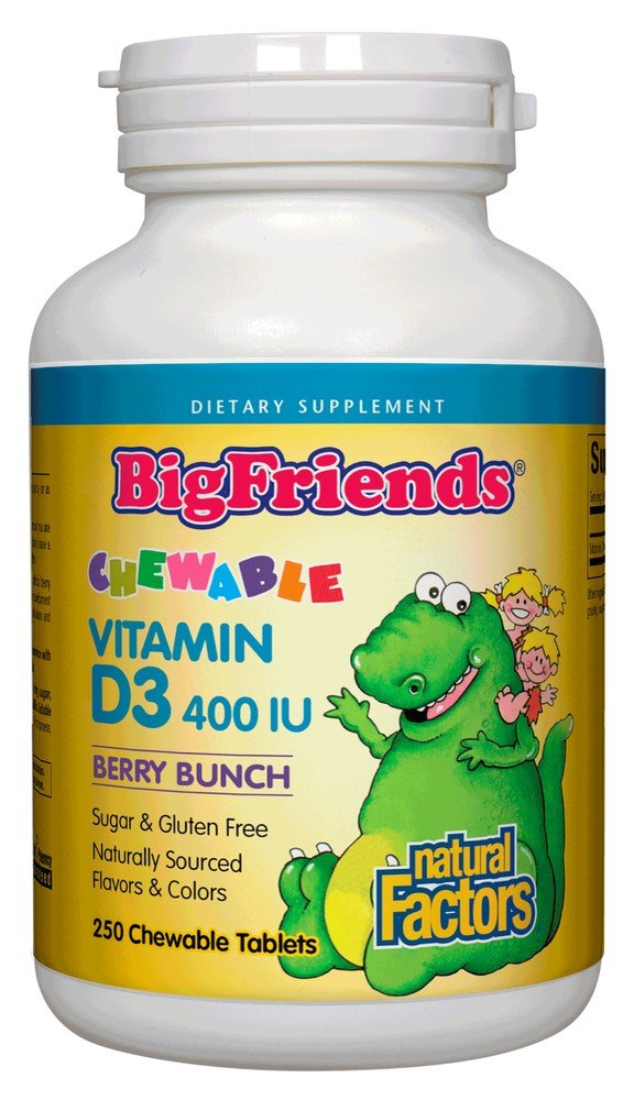 Natural Factors Big Friends Vitamin D3 400 IU Chewable Berry Bunch 250 Tablet