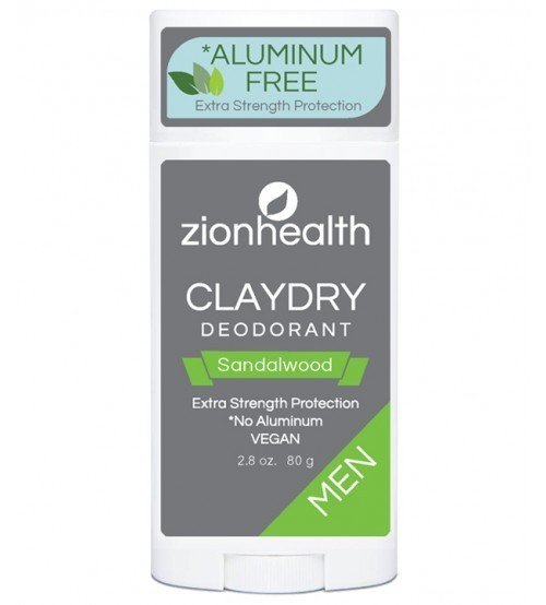 Zion Health Clay Dry Deodorant Men Sandalwood 2.8 oz Stick