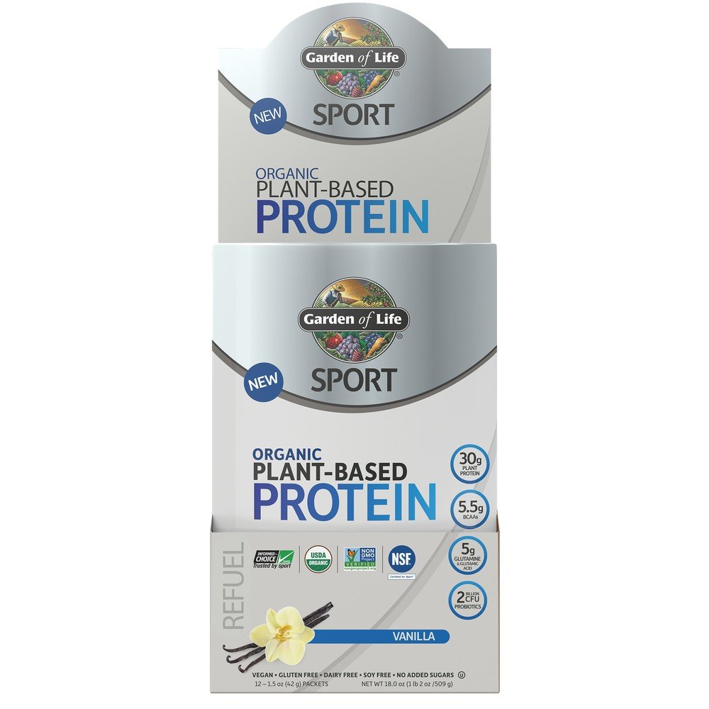 Garden of Life Sport Organic Plant-Based Protein Vanilla 12 packets Box