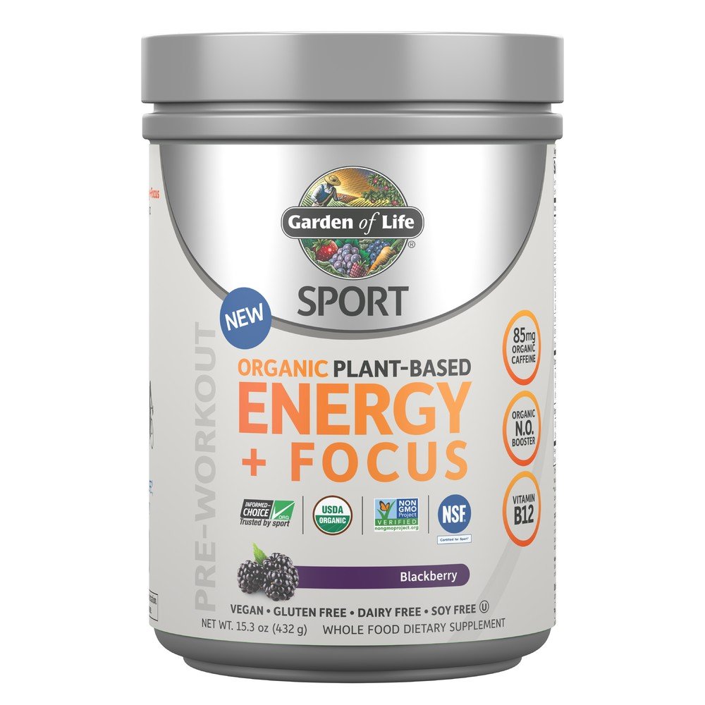 Garden of Life Sport Organic Plant-Based Energy+Focus Blackberry 173 grams Powder