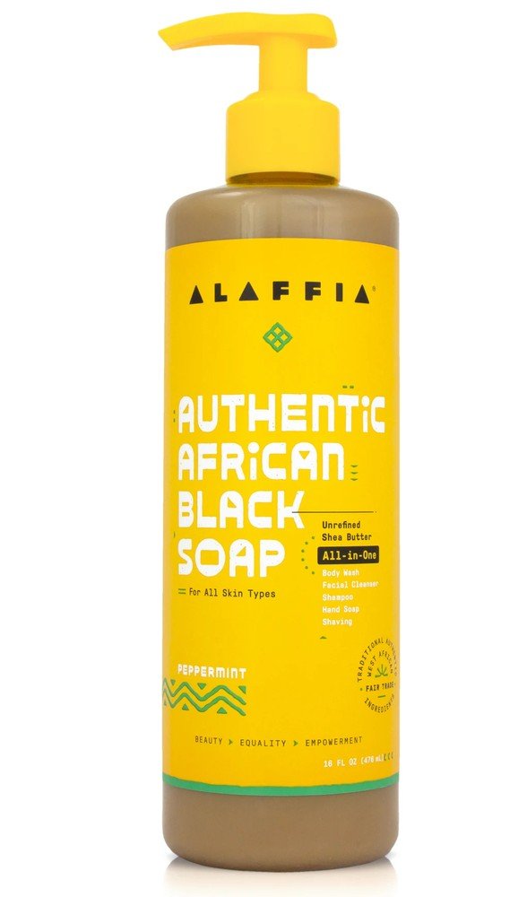 Alaffia Authentic Black Soap Peppermint 16 oz Liquid