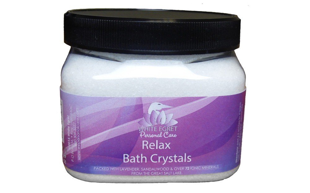 White Egret INC Relax Bath Crystals 16 oz Salt