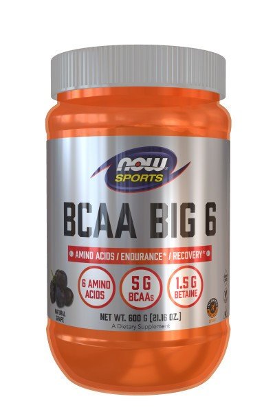 Now Foods BCAA Big 6 Powder, Grape 600 grams Powder