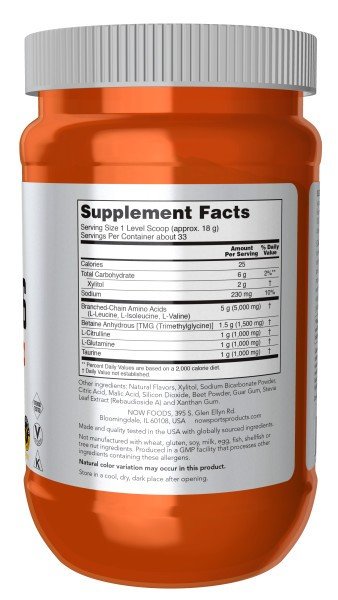 Now Foods BCAA Big 6 Powder, Watermelon 600 grams Powder