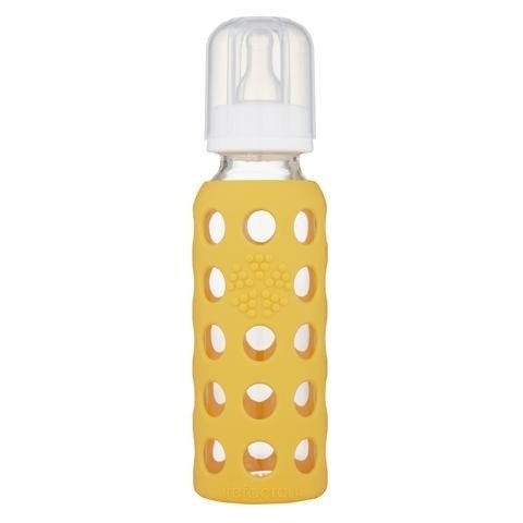 Lifefactory Glass Baby Bottle with Silicone Sleeve Mango 9 oz Bottle