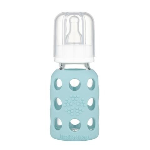 Lifefactory Glass Baby Bottle with Silicone Sleeve Mint 4 oz Bottle