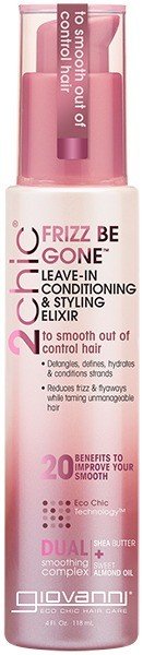 Giovanni 2chic Frizz Be Gone Shea Butter & Sweet Almond Oil Leave-In Conditioning Styling Elixir 4 oz Liquid