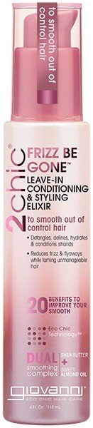 Giovanni 2chic Frizz Be Gone Shea Butter &amp; Sweet Almond Oil Leave-In Conditioning Styling Elixir 4 oz Liquid