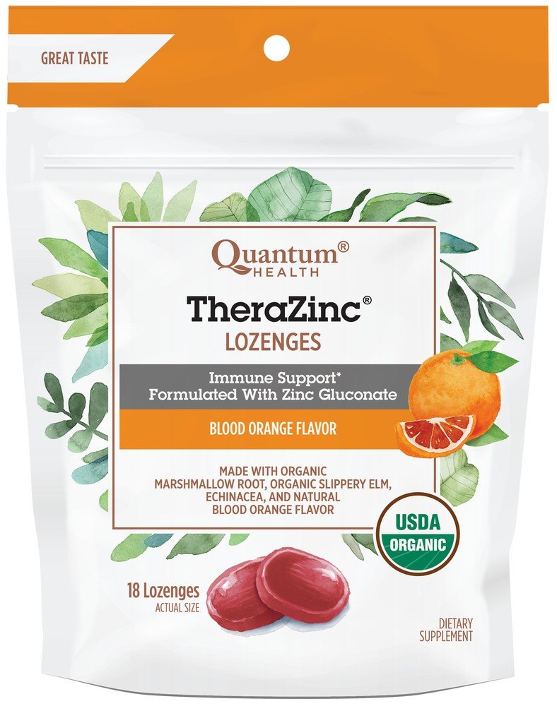 Quantum Health Cough Relief TheraZinc Lozenges Blood Orange 18 count Lozenge