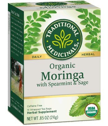 Traditional Medicinals Organic Moringa Tea with Spearmint & Sage 16 Bags Box