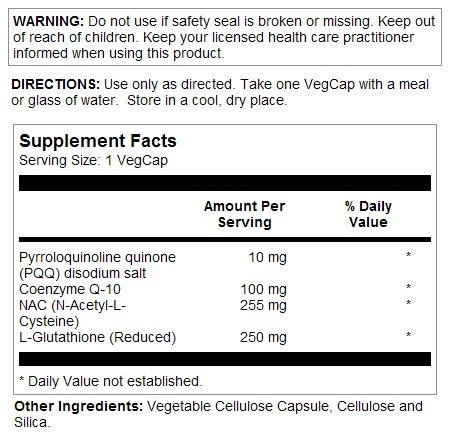 Solaray PQQ &amp; CoQ-10 w/Gluthathione and NAC 30 VegCap