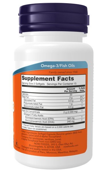 Now Foods Omega-3 1,000 mg 30 Softgel