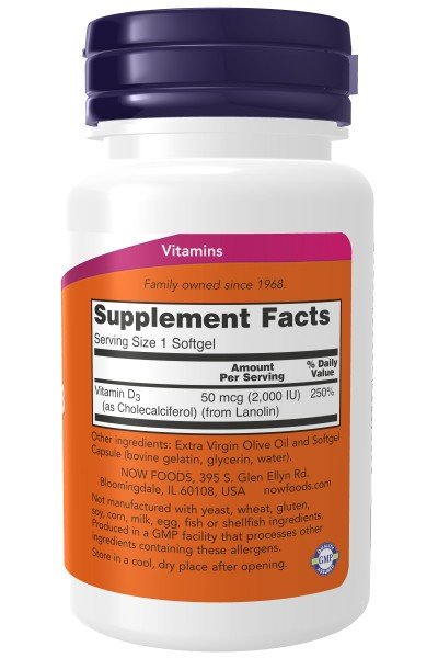 Now Foods Vitamin D-3 2,000 IU 30 Softgel