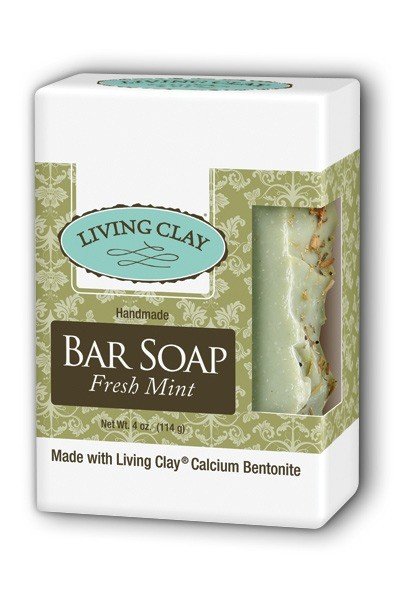 Living Clay Bar Soap Fresh Mint 4 oz Bar Soap