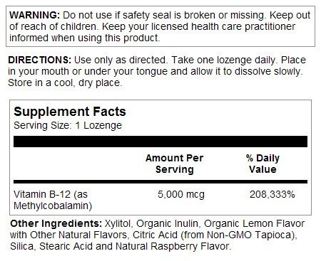 Solaray Methyl B12 5,000mcg 60 Lozenge