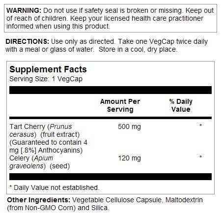 Solaray Tart Cherry Fruit Extract &amp; Celery Seed 60 VegCap