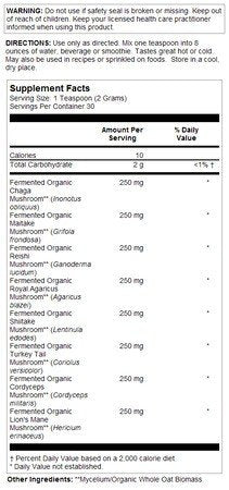 Solaray Organic Fermented Mushroom Complete 2.14 oz (60 g) Powder