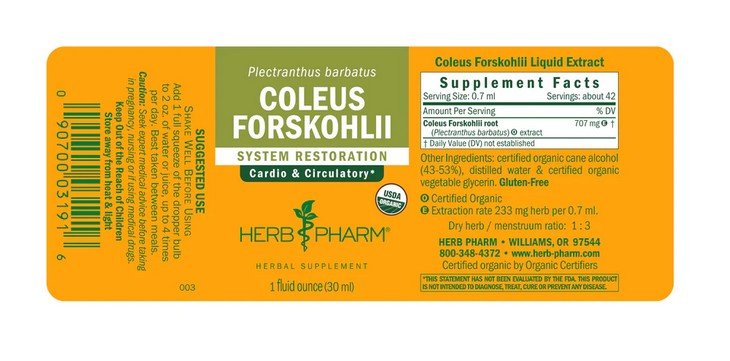 Herb Pharm Coleus Forskohlii 1 oz Liquid