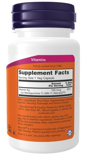 Now Foods MK-7 Vitamin K-2 100 mcg 120 VegCap