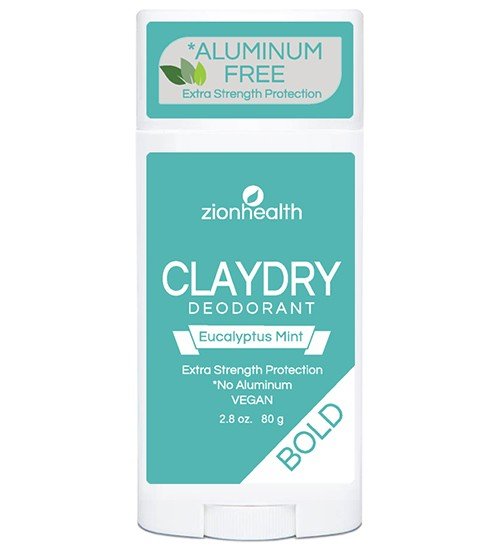 Zion Health Clay Dry Bold Eucalyptus Mint Vegan Deodorant 2.5 oz Stick