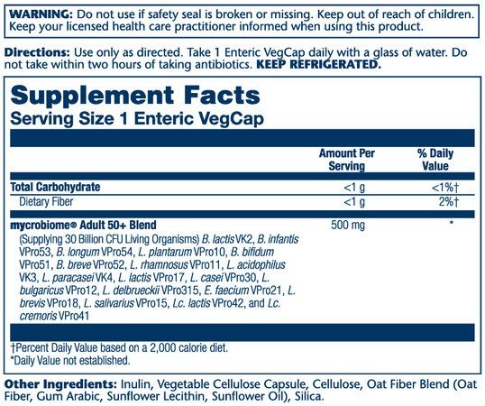 Solaray Mycrobiome Probiotic Adult 50+ 30 Billion 30 Capsule