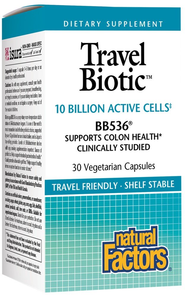 Natural Factors TravelBiotic 10 Billion Active Cells of BB536 30 VegCap