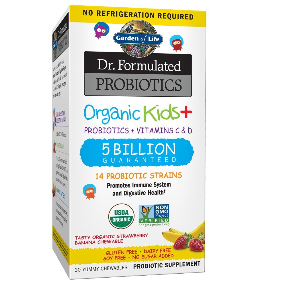 Garden of Life Dr. Formulated Probiotics Organic Kids Strawberry Banana- Shelf Stable 30 Chewable