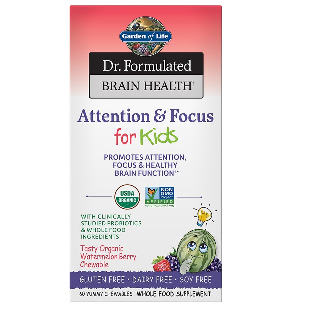 Garden of Life Dr. Formulated Brain Health Organic Attention &amp; Focus Kids 60 Chewable