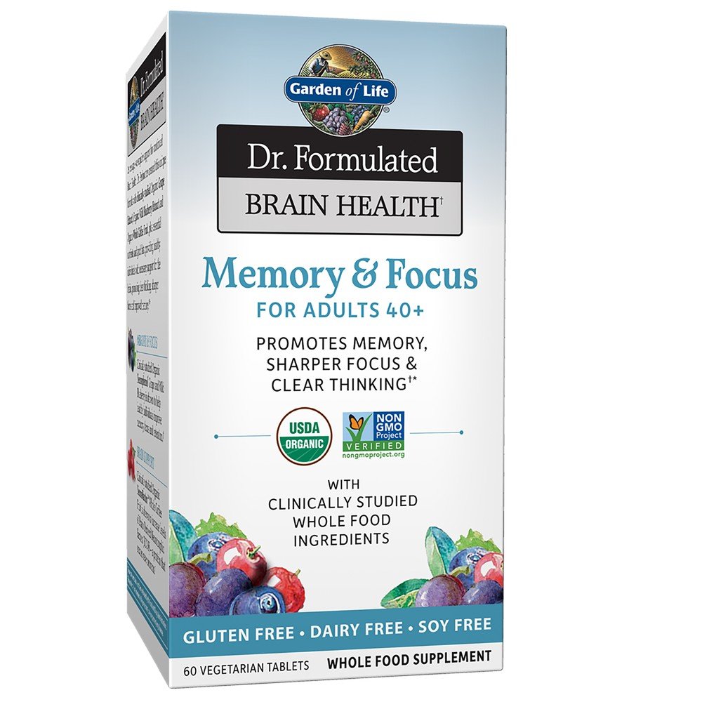Garden of Life Dr. Formulated Brain Health Organic Memory and Focus for Adults 40+ 60 Capsule