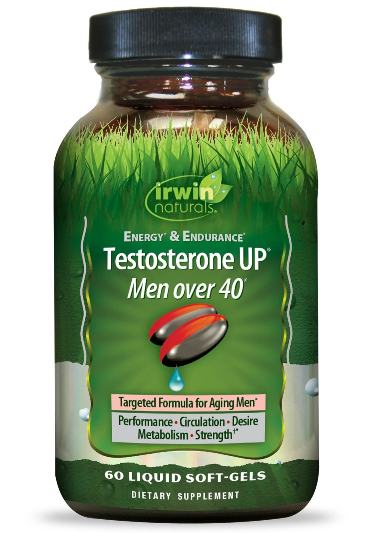 Irwin Naturals Energy & Endurance Testosterone UP Men Over 40 60 Liquid Softgel