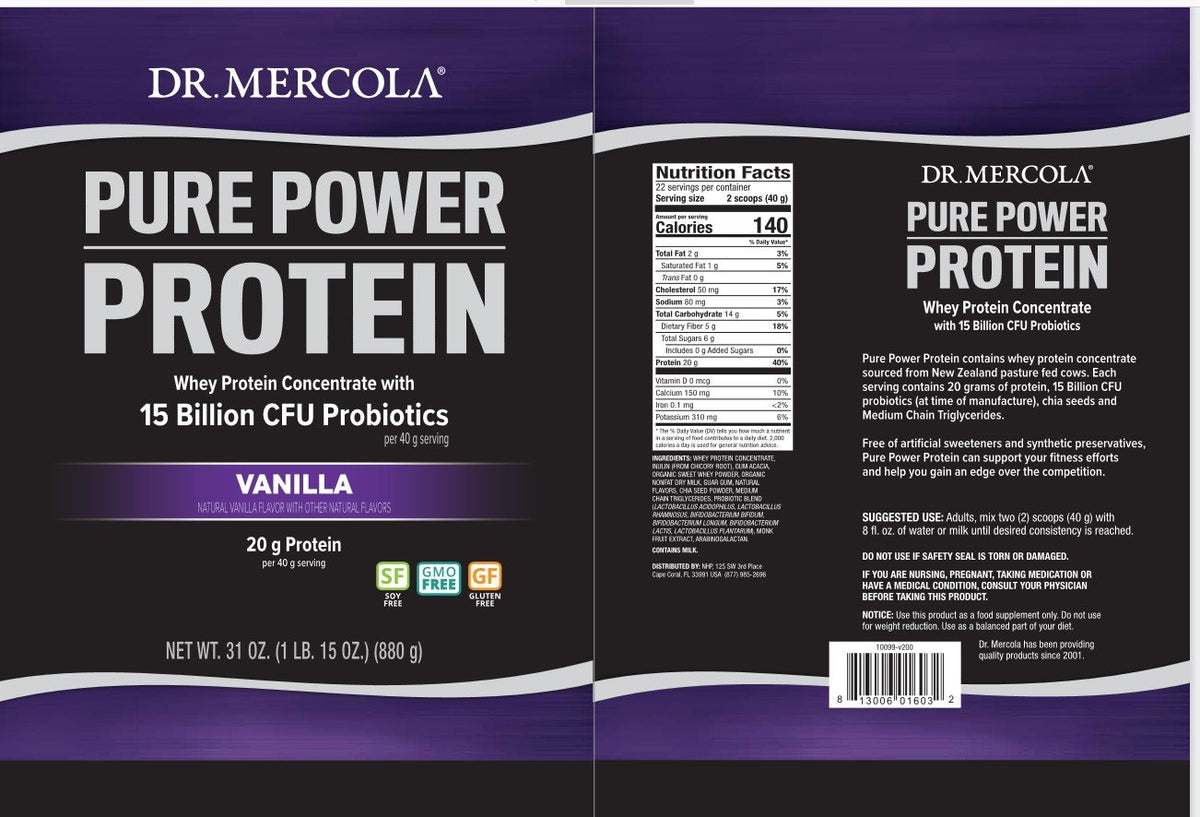 Dr. Mercola Pure Power Protein Vanilla 1.9 lb Powder