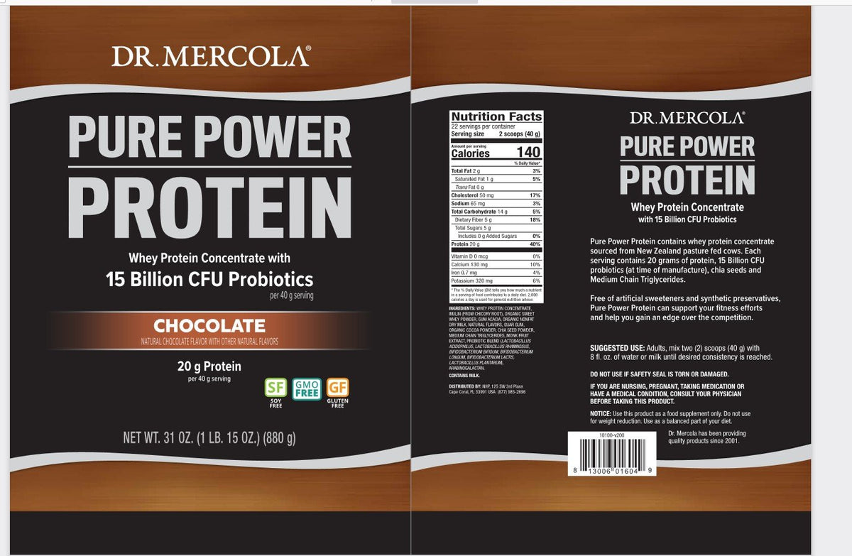 Dr. Mercola Pure Power Protein Chocolate 1.9 lb Powder