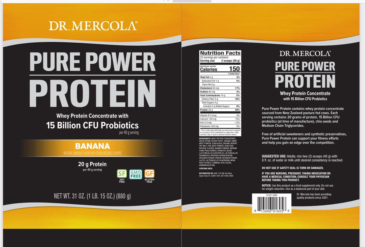 Dr. Mercola Pure Power Protein Banana 1.9 lb Powder