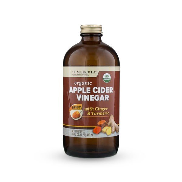 Dr. Mercola Organic Apple Cider Vinegar-Spicy with Ginger, Turmeric &amp; Habanero Pepper 16 oz Liquid