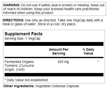 Solaray Organically Grown Fermented Turmeric Root 100 VegCap