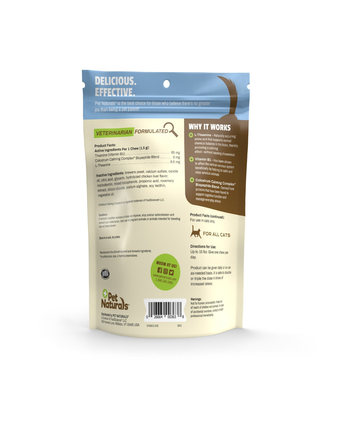 Pet Naturals Of Vermont Calming Chews for Cats 30 Chewable