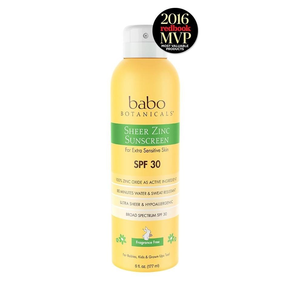 Babo Botanicals Sheer Zinc SPF 30 Continuous Spray Sunscreen 6 oz Spray