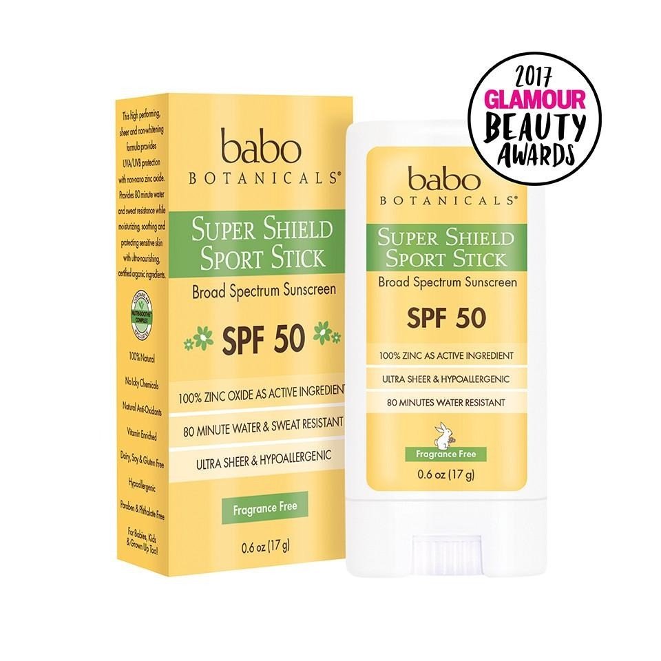 Babo Botanicals Super Shield SPF 50 Sport Stick Sunscreen for Face &amp; Body 0.6 oz Stick