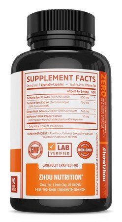 Zhou Nutrition Turmeric Curcumin with Bioperine 90 VegCap