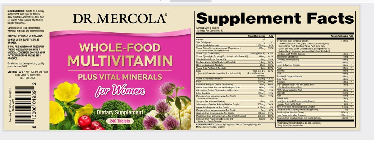 Dr. Mercola Whole Food Multi Vitamin Plus for Women 240 Tablet