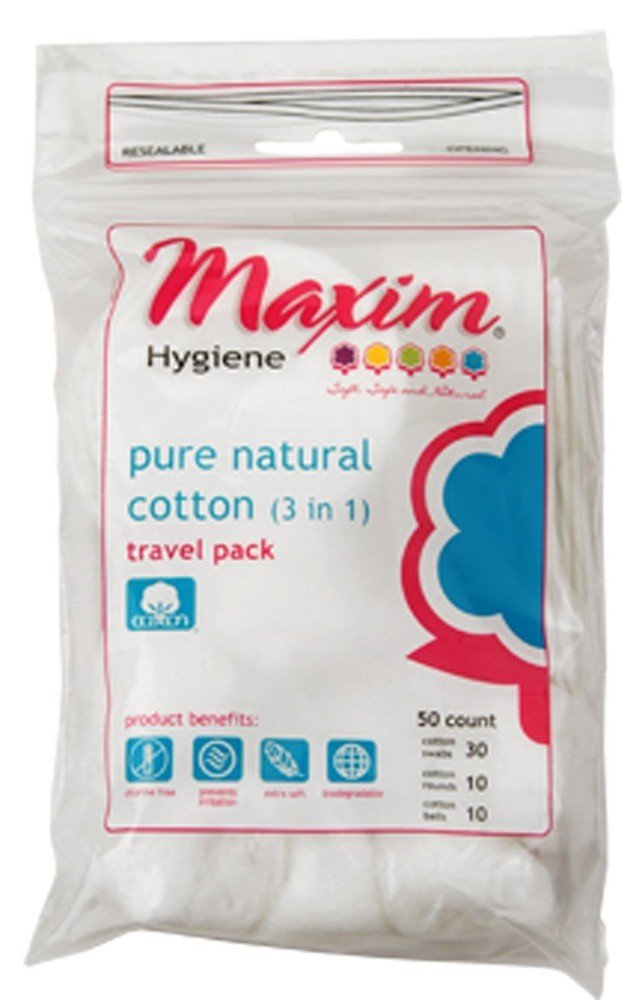 Maxim Hygiene Products Natural Cotton Cosmetic travel Pack 50 Pack