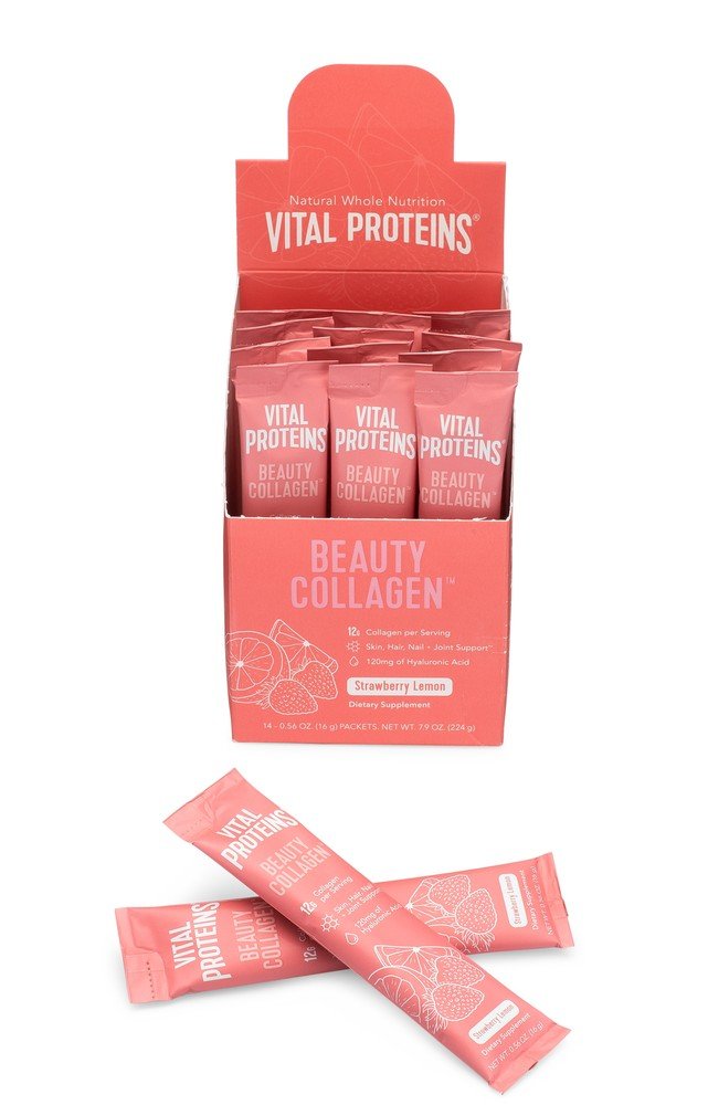 Vital Proteins Beauty Collagen Strawberry Lemon Stick Pack 14 packs Box