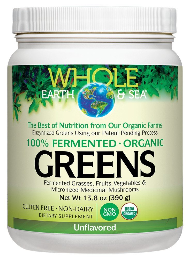 Natural Factors Whole Earth & Sea Fermented Greens - Organic Unflavored 13.8 oz Powder